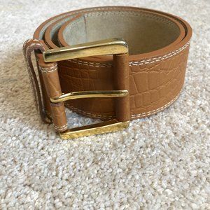 Croc Embossed Tan Leather Belt